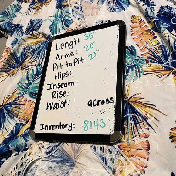 Chicos Size 1 Floral Tropical Palm Leaf Open Front Waterfall Cardigan Kimono M - Picture 11 of 11